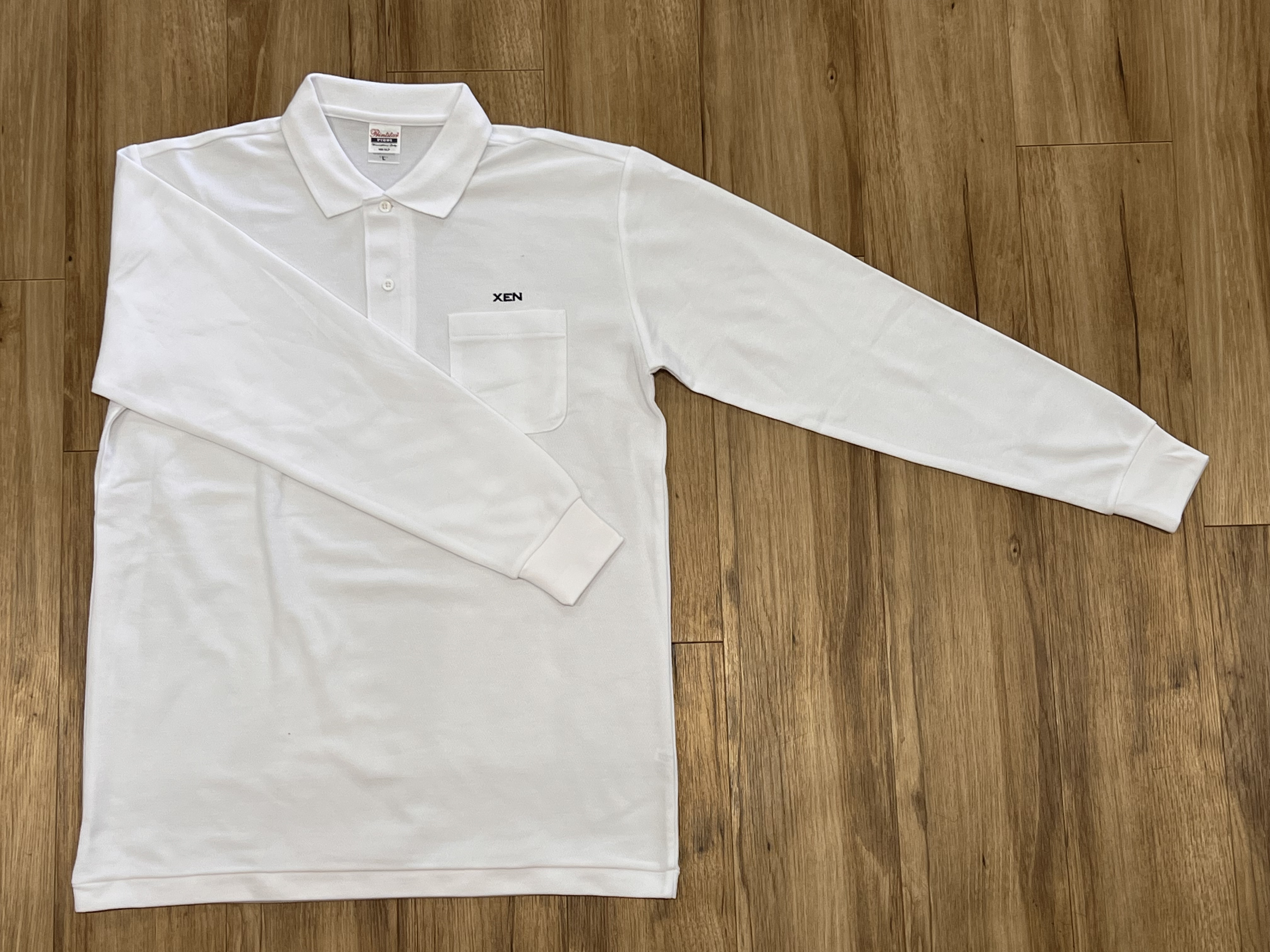長袖ポロ【綿】【白】